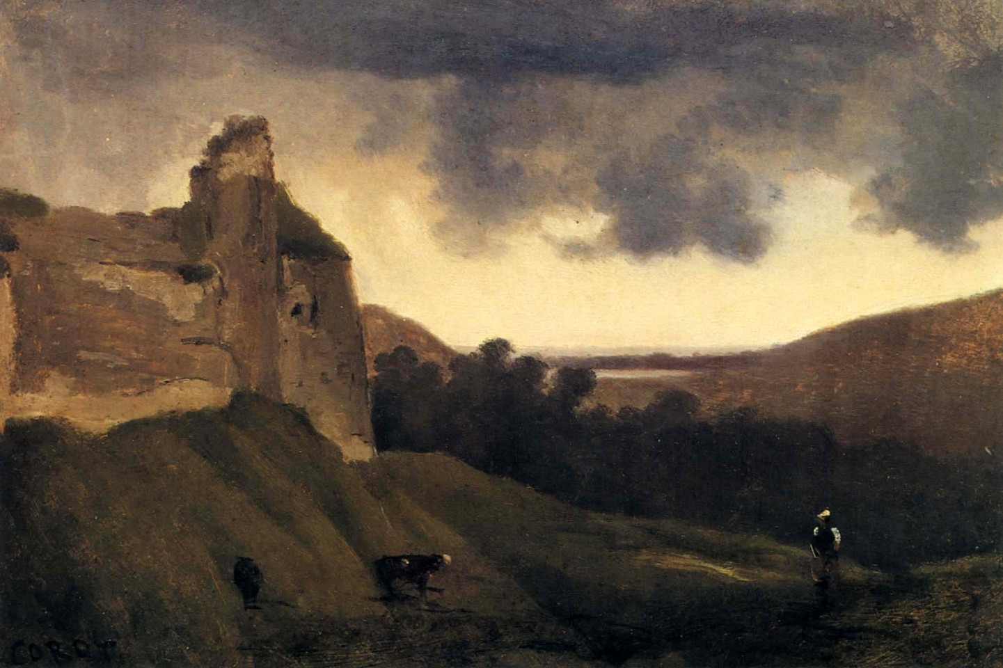 Jean Baptiste Camille Corot, Argues-Ruines du Chateau, 1828-30
Oil on canvas, 8 1/4 x 12 1/4 in. (21 x 31.1 cm)
COR-005-PA
