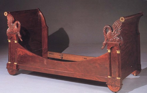19th Century FRENCH Empire Ormolu-Mounted Mahogany Bed